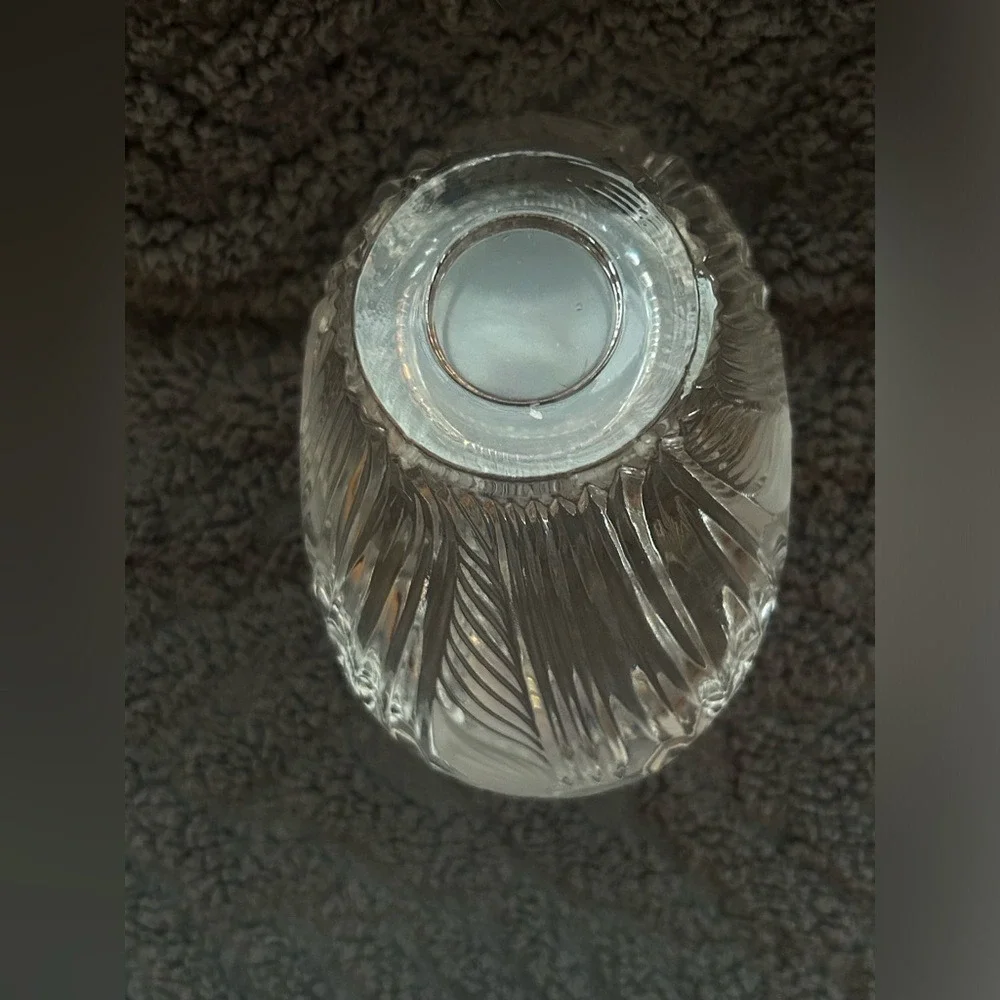 Vintage Crystal Basket‎ with Handle Clear Glass Candy Dish Vanity Decor